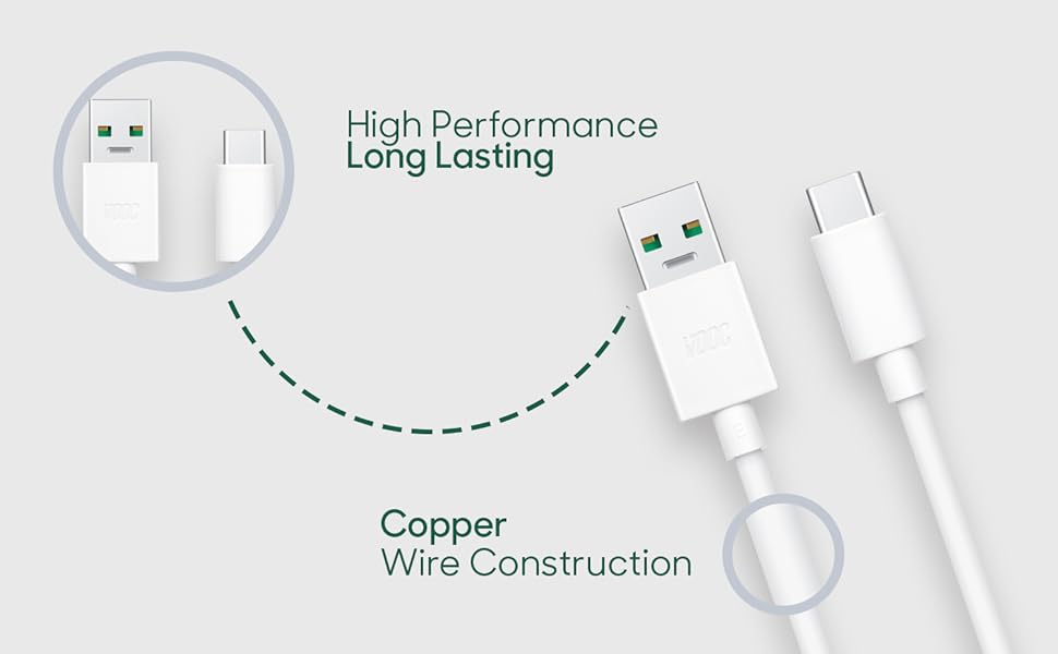 Pack of 2 OPPO Fast Charging VOOC USB Type C Cable - Deals By RK