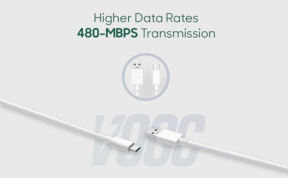 Pack of 2 OPPO Fast Charging VOOC USB Type C Cable - Deals By RK