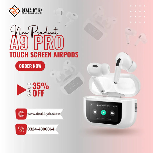 A9 Pro Wireless Earbuds Bluetooth Headphones with Smart Touch Screen ANC - Deals By RK