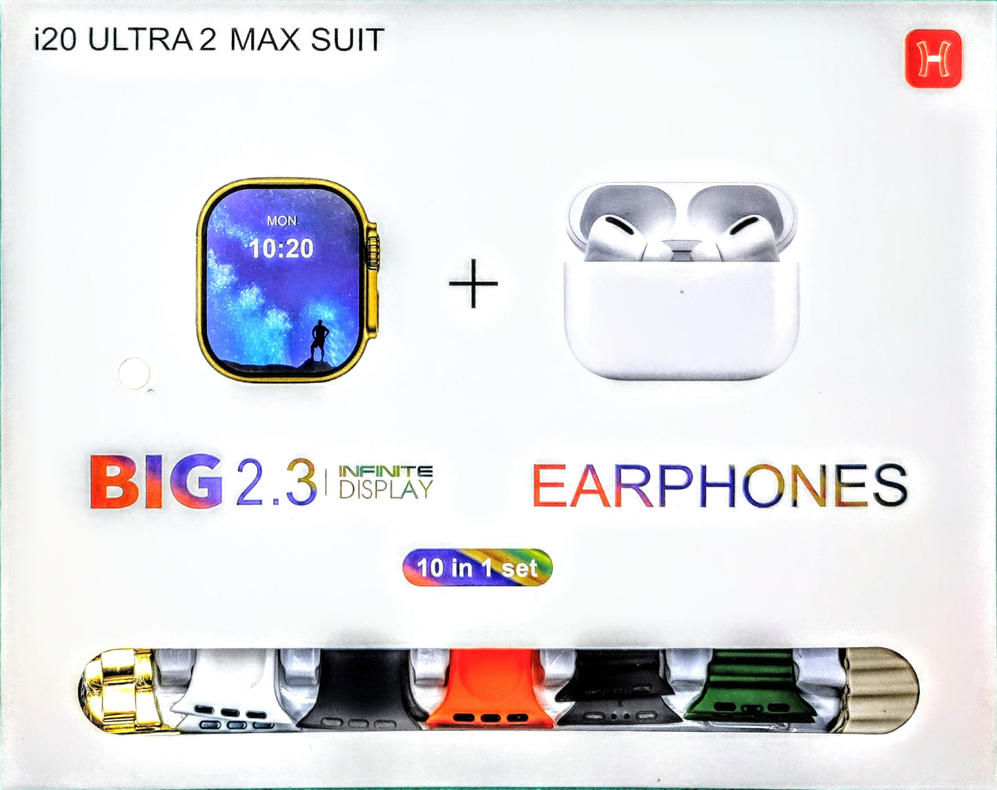 I20 ULTRA 2 MAX SUIT ( Smartwatch + Airbuds PRO + 7 Straps ) Full HD Display